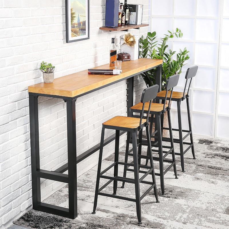 Industrial Style Bar Table Solid Wood Rectangle Pub Table for Indoor