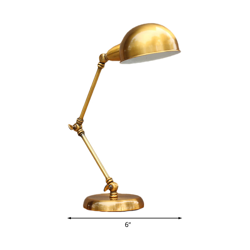 1 Kopfschreibtischlicht mit Kuppel Schatten Vintage Loft Metallic Verstellbarer Schreibtischlampe in Gold für Schlafzimmer