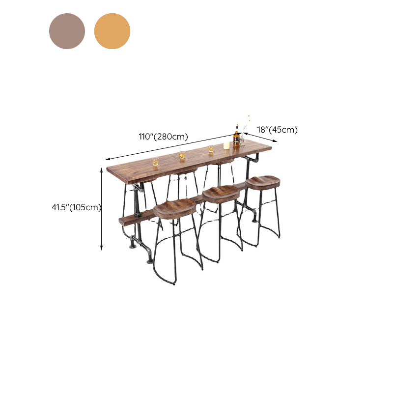 Industrial Bar Table Rectangle Solid Wood Pub Table for Outdoor
