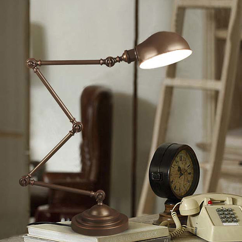 Dome Metal Reading Light Industrial Style 1 Light Study Room Desk Light con braccio altalena in bronzo
