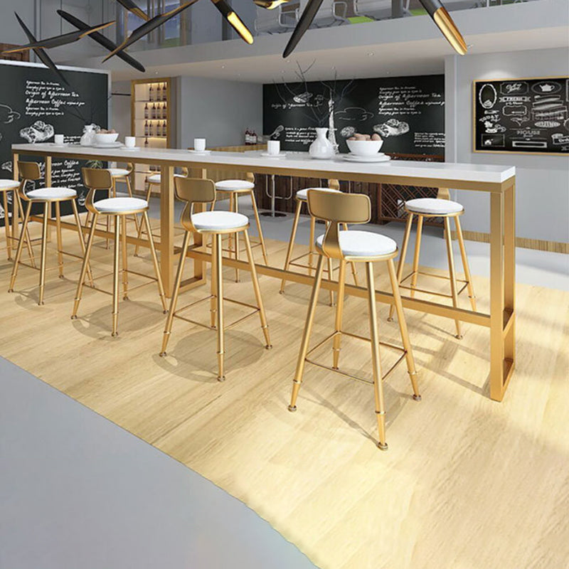 White Solid Wood Bar Table Trestle Base Dining Table for Kitchen Living Room