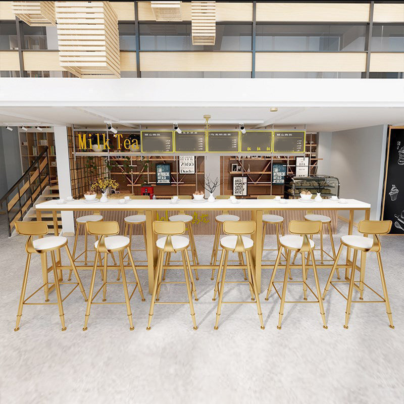 White Solid Wood Bar Table Trestle Base Dining Table for Kitchen Living Room