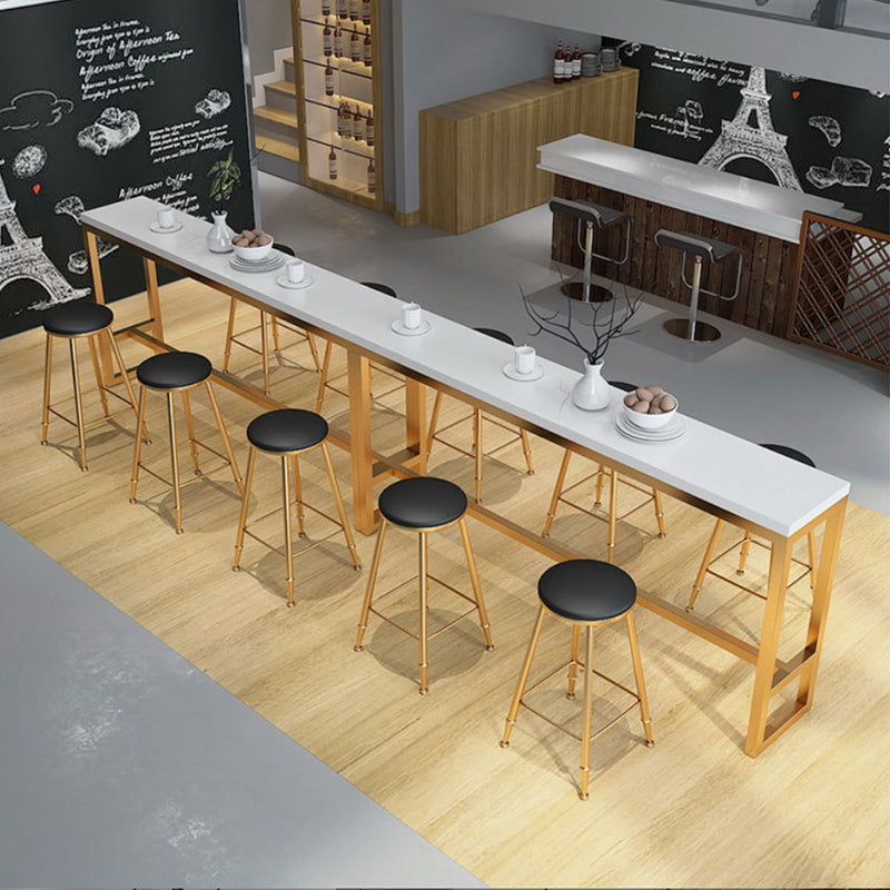 White Solid Wood Bar Table Trestle Base Dining Table for Kitchen Living Room