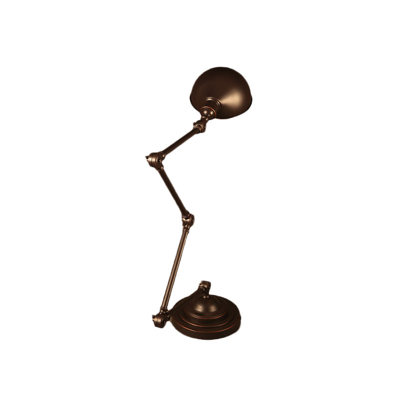 Dome Metal Reading Light Industrial Style 1 Light Study Room Desk Light with Swing Arm in Bronze
