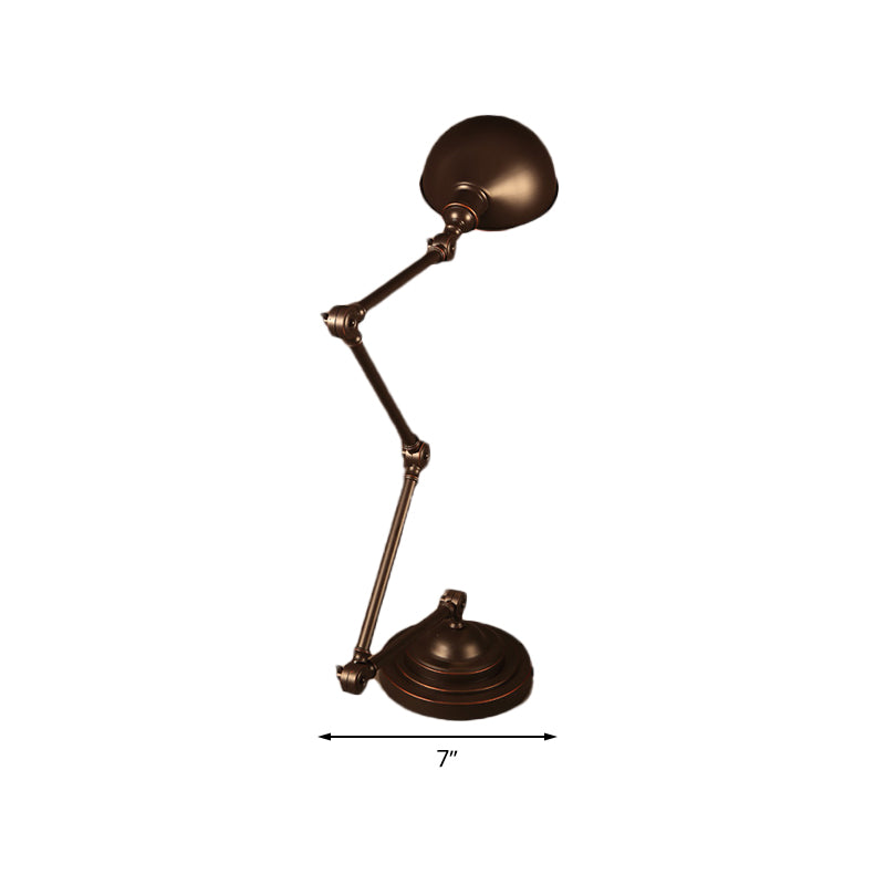 Dome Metal Reading Light Industrial Style 1 Light Study Room Desk Light with Swing Arm in Bronze