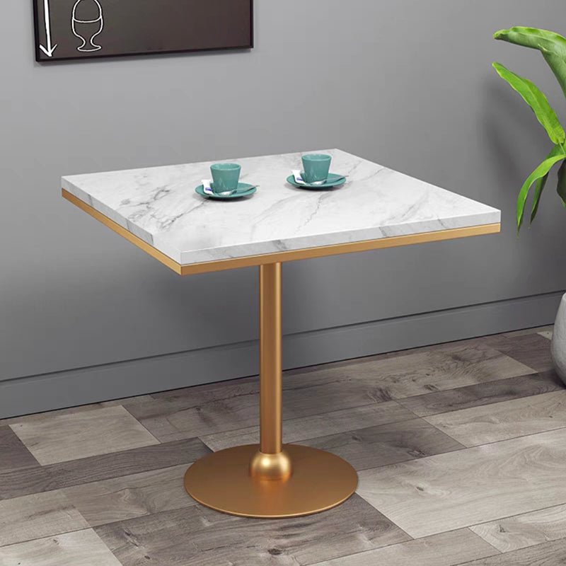 Gold Base Bar Table White Stone Fixed Pub Height Dining Table