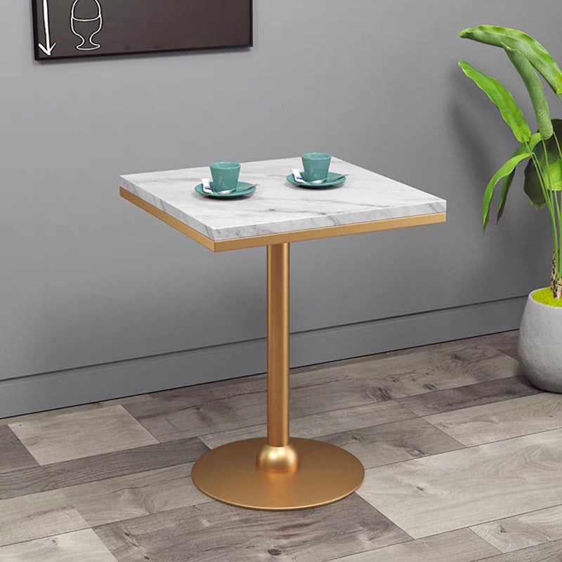 Gold Base Bar Table White Stone Fixed Pub Height Dining Table