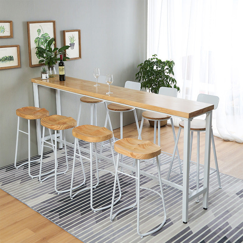 Contemporary Bar Table Rectangle Solid Wood Pub Table for Indoor