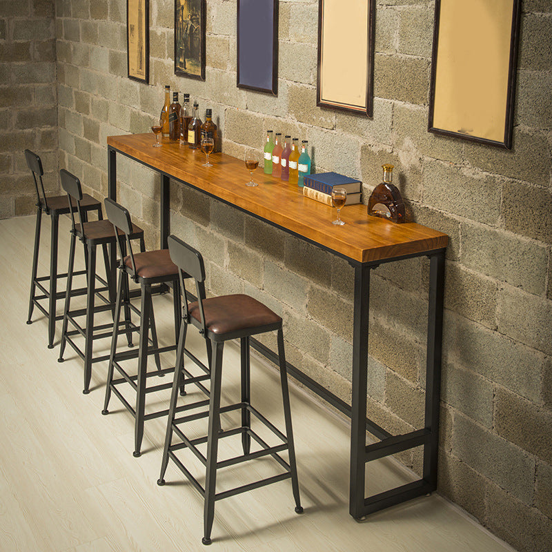 Contemporary Bar Table Rectangle Solid Wood Pub Table for Breakroom