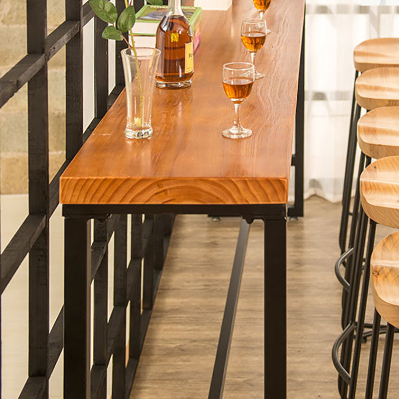 Contemporary Bar Table Rectangle Solid Wood Pub Table for Breakroom