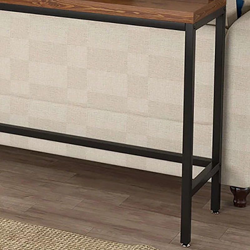 Modern 41.3"H Bar Table Black Iron Solid Wood Pub Table for Living Room