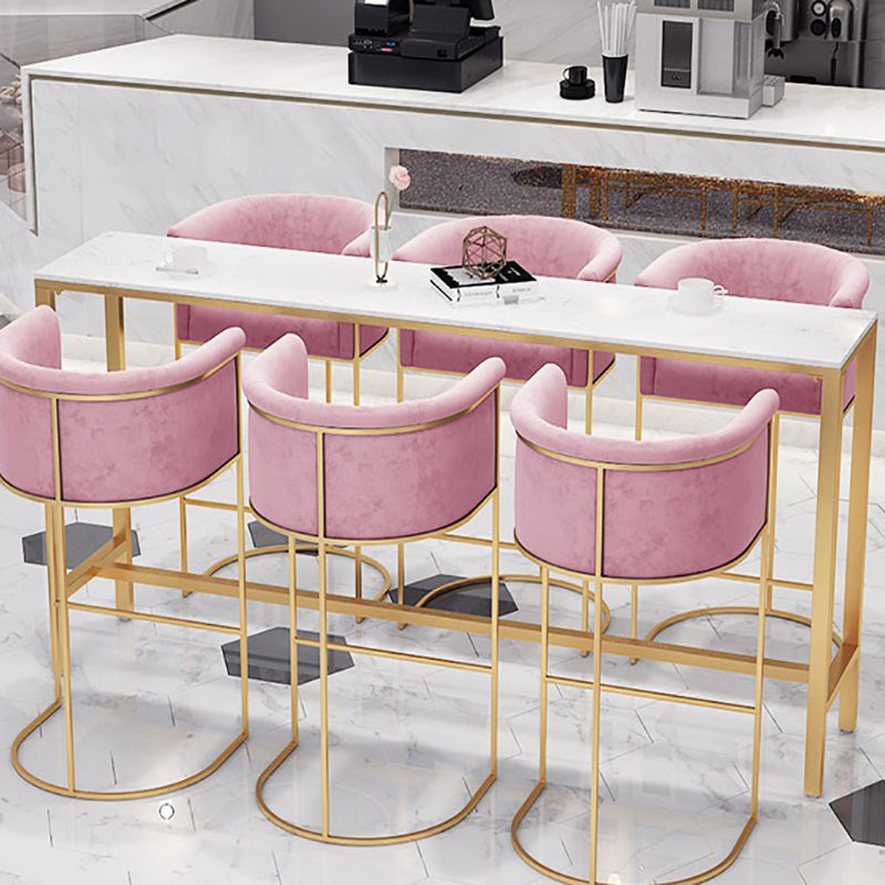 Glam Pub Table Faux Marble Rectangle Bar Table for Breakroom