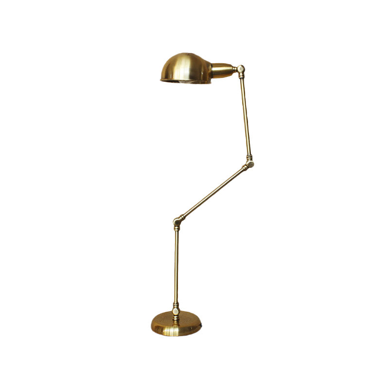 Swing Arm Bedroom Task Lighting with Dome Shade Retro Stylish Metal 1 Light Black/Brass Desk Light