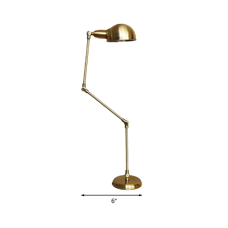 Swing Arm Bedroom Task Lighting with Dome Shade Retro Stylish Metal 1 Light Black/Brass Desk Light