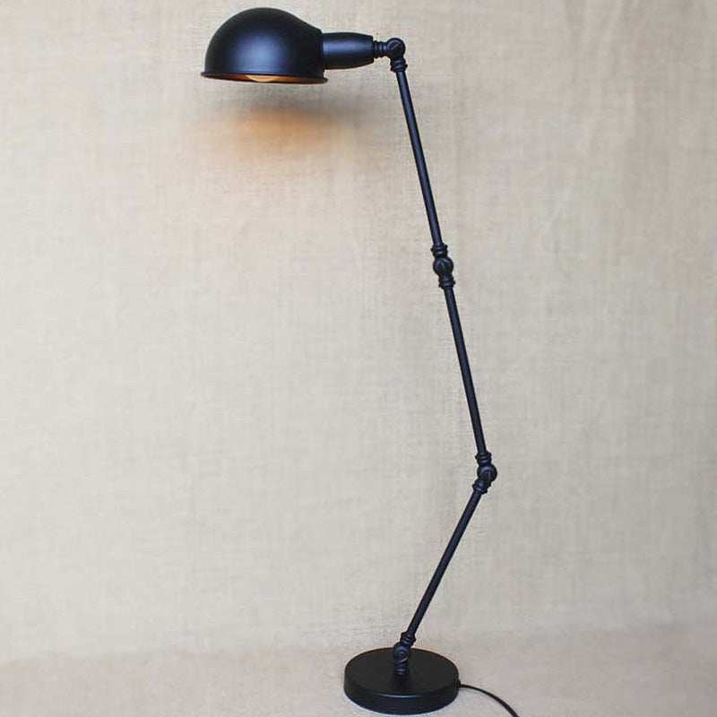 Swingarm slaapkamer taakverlichting met koepelschaduw retro stijlvol metaal 1 licht zwart/messing bureau licht