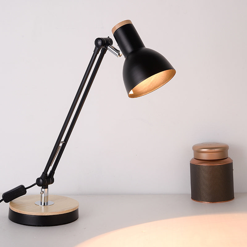 1 lichte metalen bureauverlichting Loft Style Matte zwart/Witte koepelschaduw Flexibele indoor bureaulamp