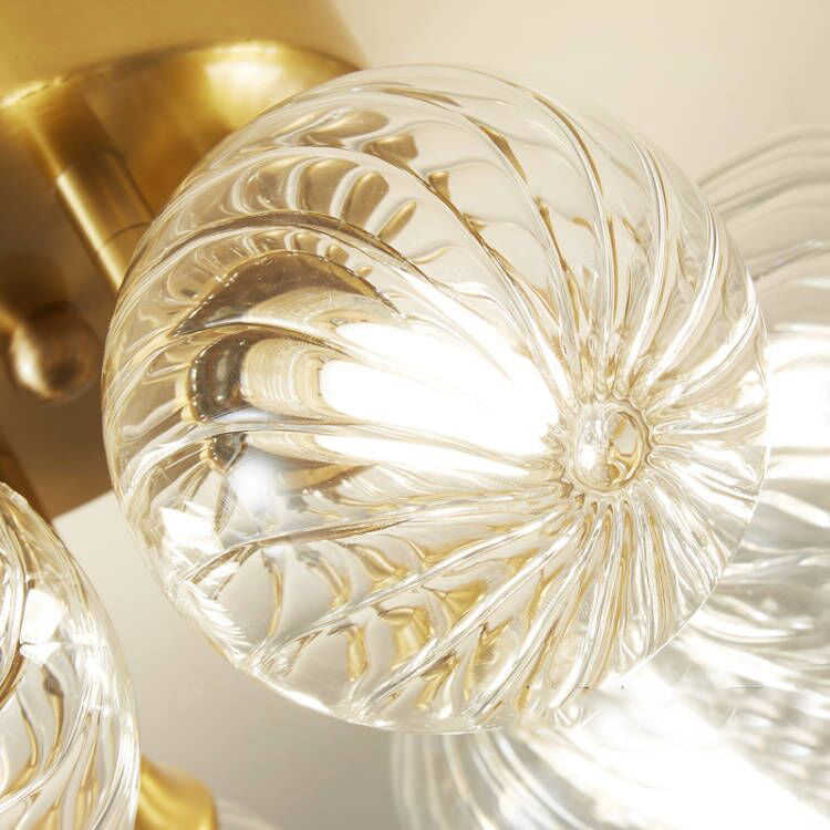 Sphere Shape Flush Mount Modern Style Glass 3/4/5/6 Lights Flush Ceiling Light in Gold