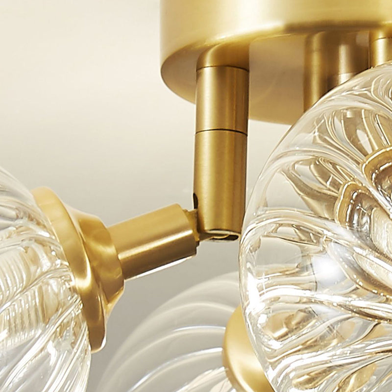 Sphere Shape Flush Mount Modern Style Glass 3/4/5/6 Lights Flush Ceiling Light in Gold