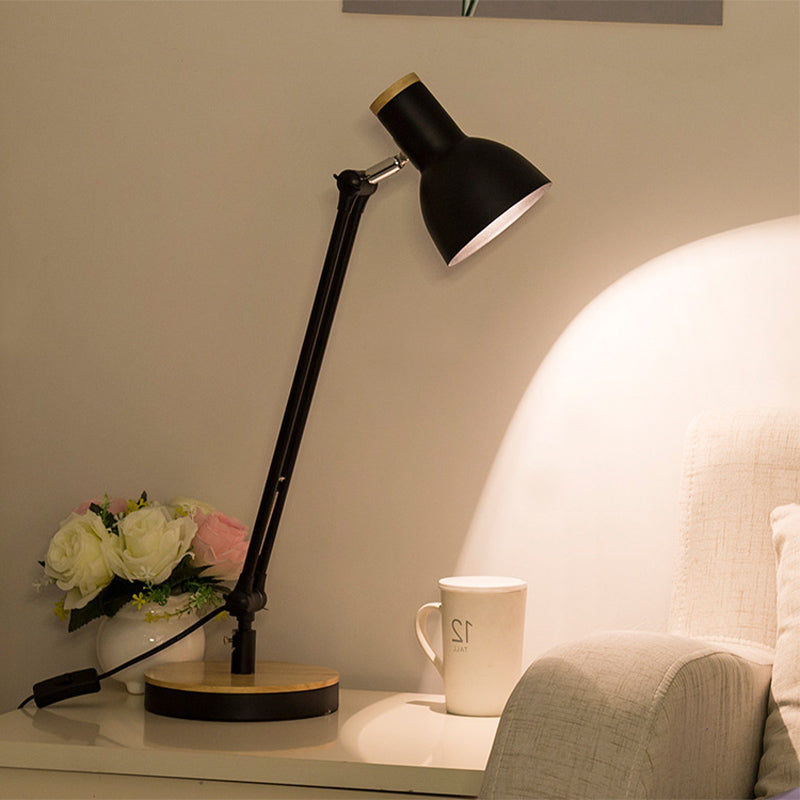 1 Lampada da scrivania in metallo leggero in stile loft opaco nero/nero tonalità a cupola lampada da scrivania interno flessibile