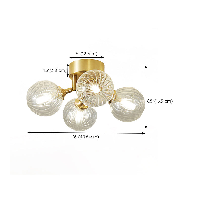 Sphere Shape Flush Mount Modern Style Glass 3/4/5/6 Lights Flush Ceiling Light in Gold