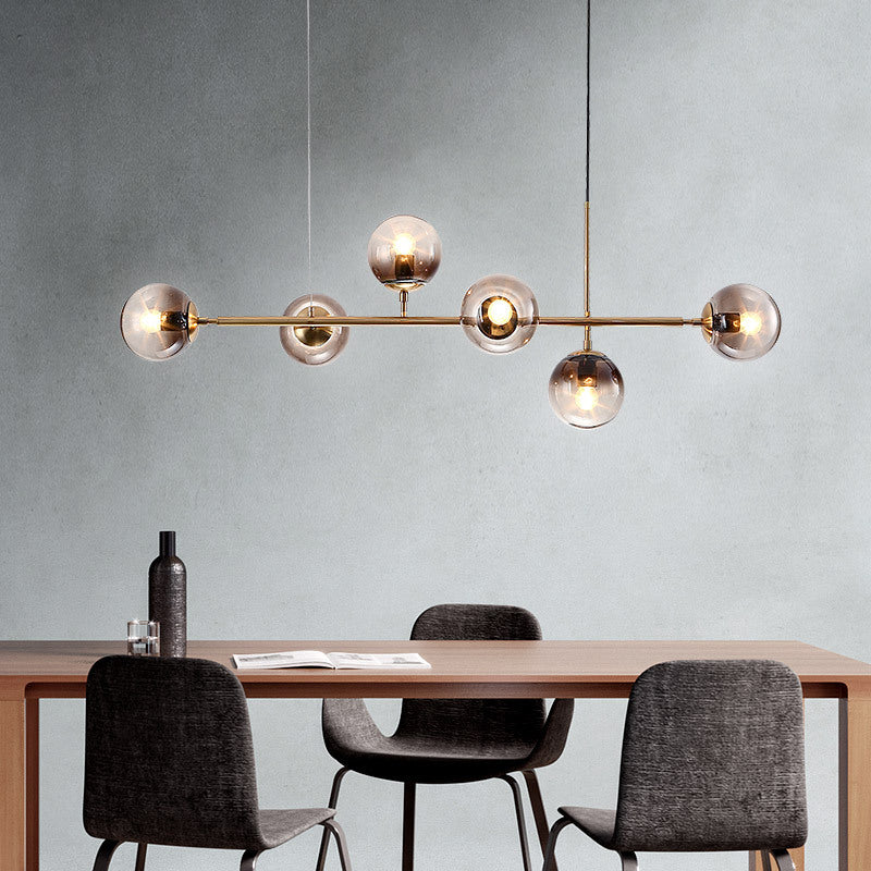 Multi Lights Island Light Modern Island Hanging Light with Glass Shade for Dining Room
