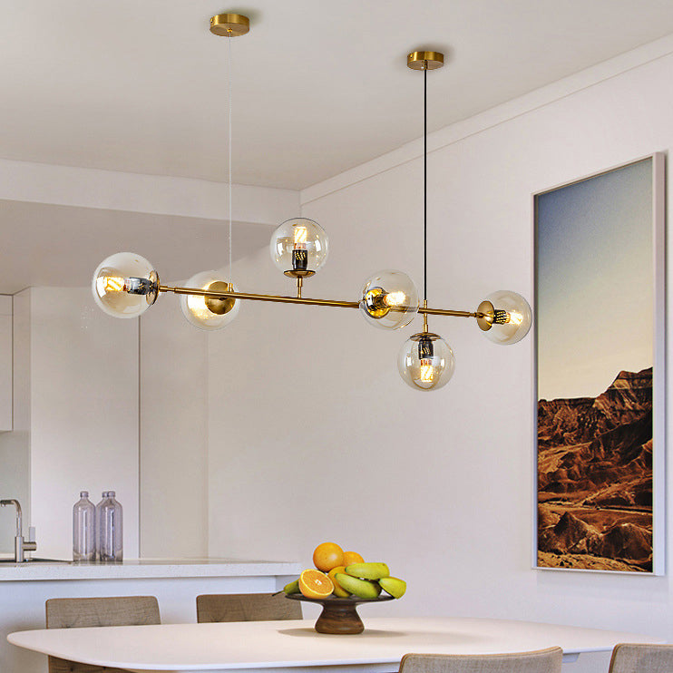 Multi Lights Island Light Modern Island Hanging Light with Glass Shade for Dining Room