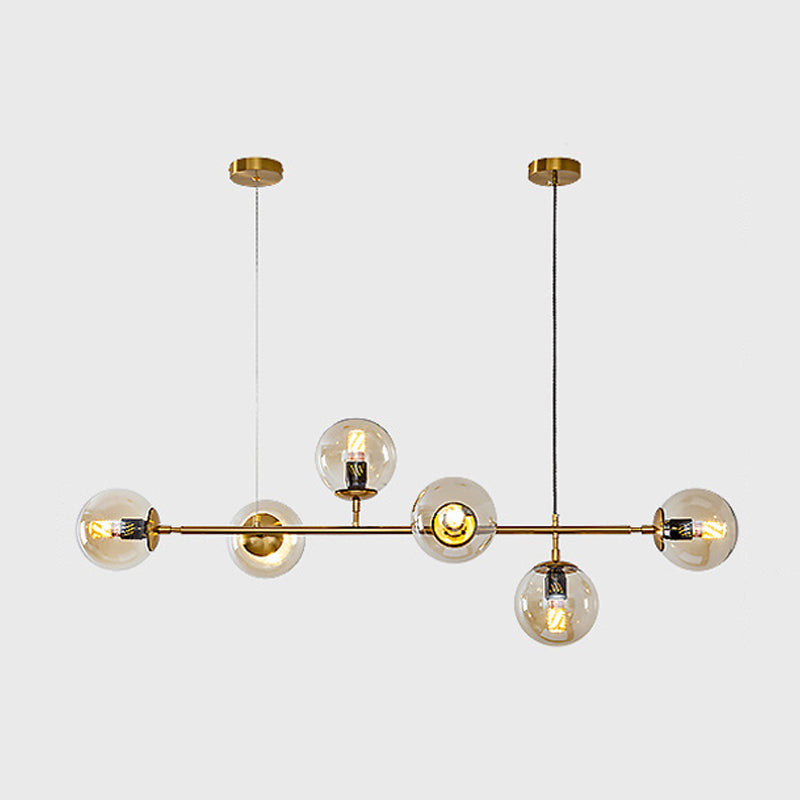 Multi Lights Island Light Modern Island Hanging Light with Glass Shade for Dining Room