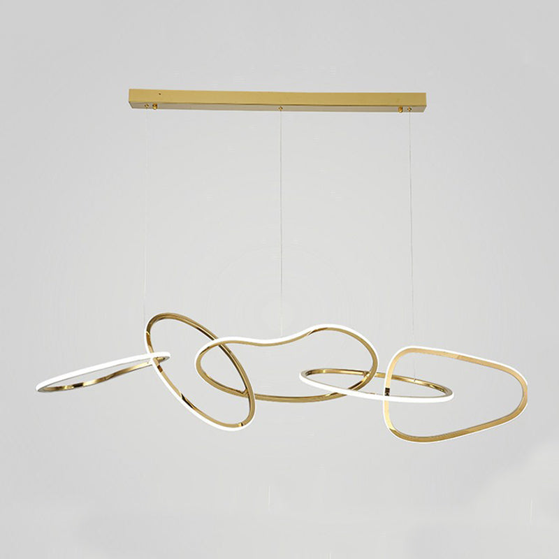 Linear Shape Metal Chandelier Light Modern Multi Lights Chandelier Light Fixture in Gold