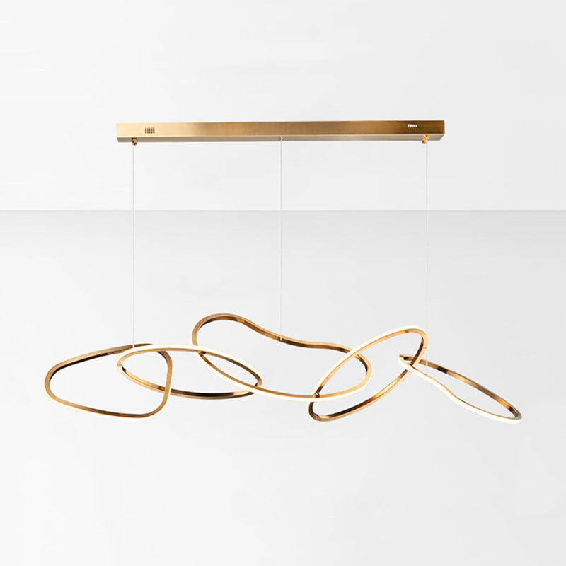 Linear Shape Metal Chandelier Light Modern Multi Lights Chandelier Light Fixture in Gold