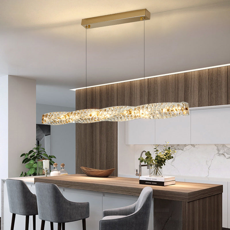 Crystal Island Light Modern LED Island Hanging Light for Dining Room
