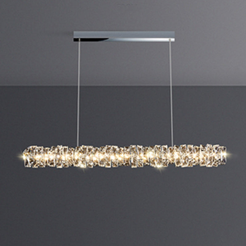 Crystal Island Light Modern LED Island Hanging Light for Dining Room