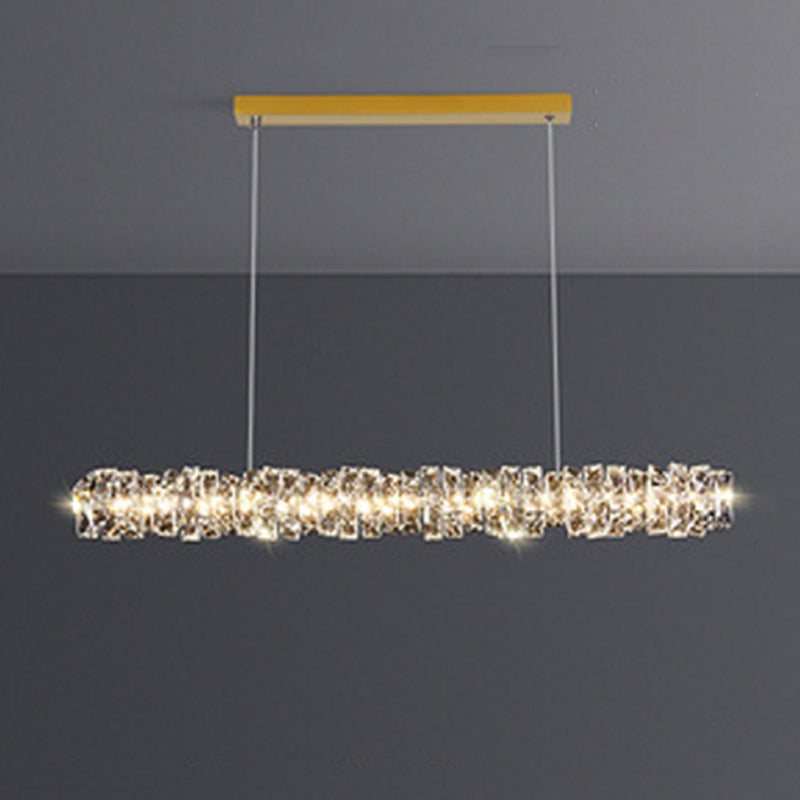 Crystal Island Light Modern LED Island Hanging Light for Dining Room