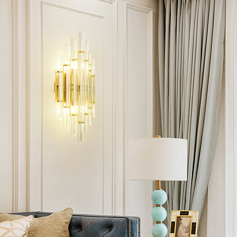 2-Light Geometric Wall Light Modern Crystal Wall Lights in Gold