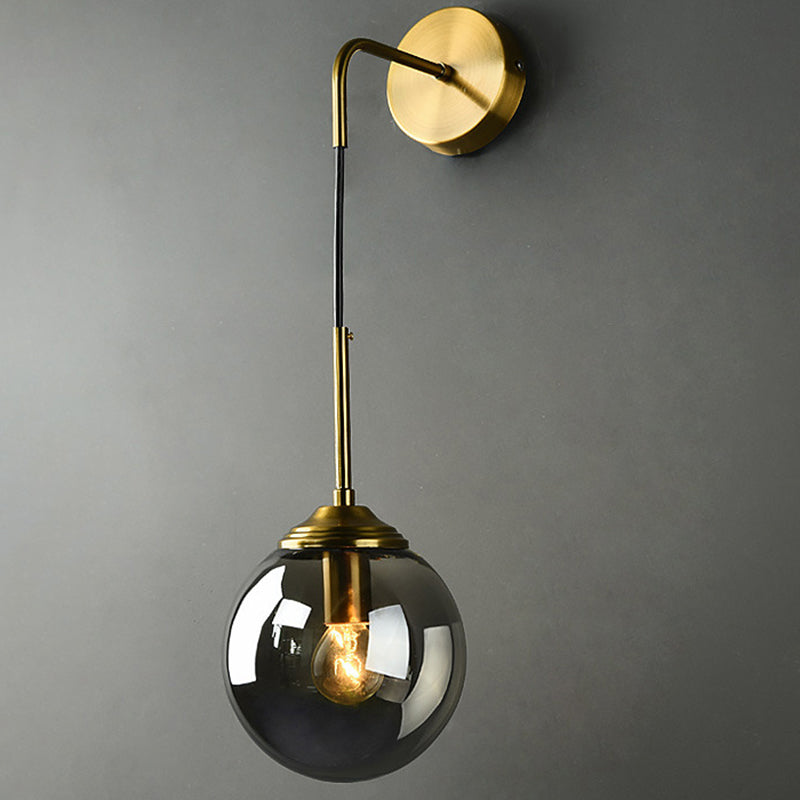 Industrial Style Ball Shape Wall Sconce Glass 1 Light Sconces for Bedroom