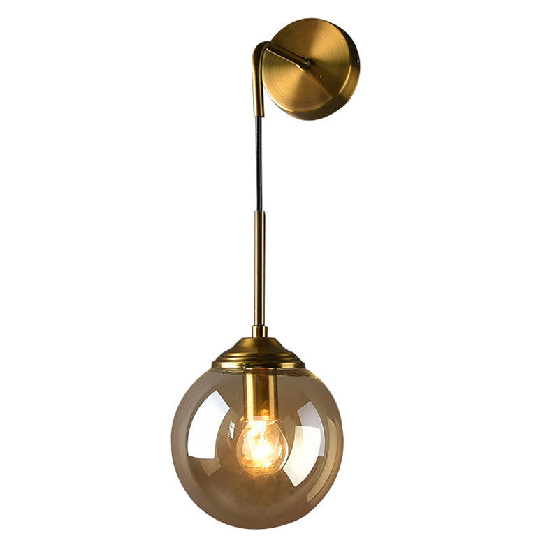 Industrial Style Ball Shape Wall Sconce Glass 1 Light Sconces for Bedroom