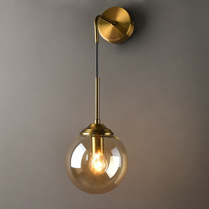 Industrial Style Ball Shape Wall Sconce Glass 1 Light Sconces for Bedroom