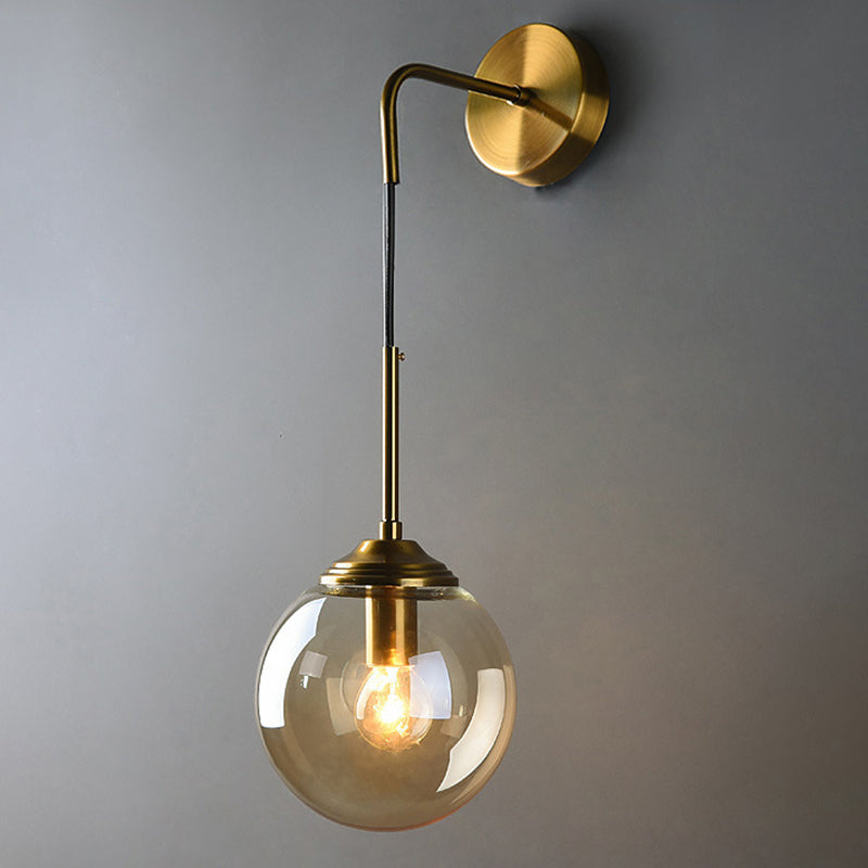 Industrial Style Ball Shape Wall Sconce Glass 1 Light Sconces for Bedroom