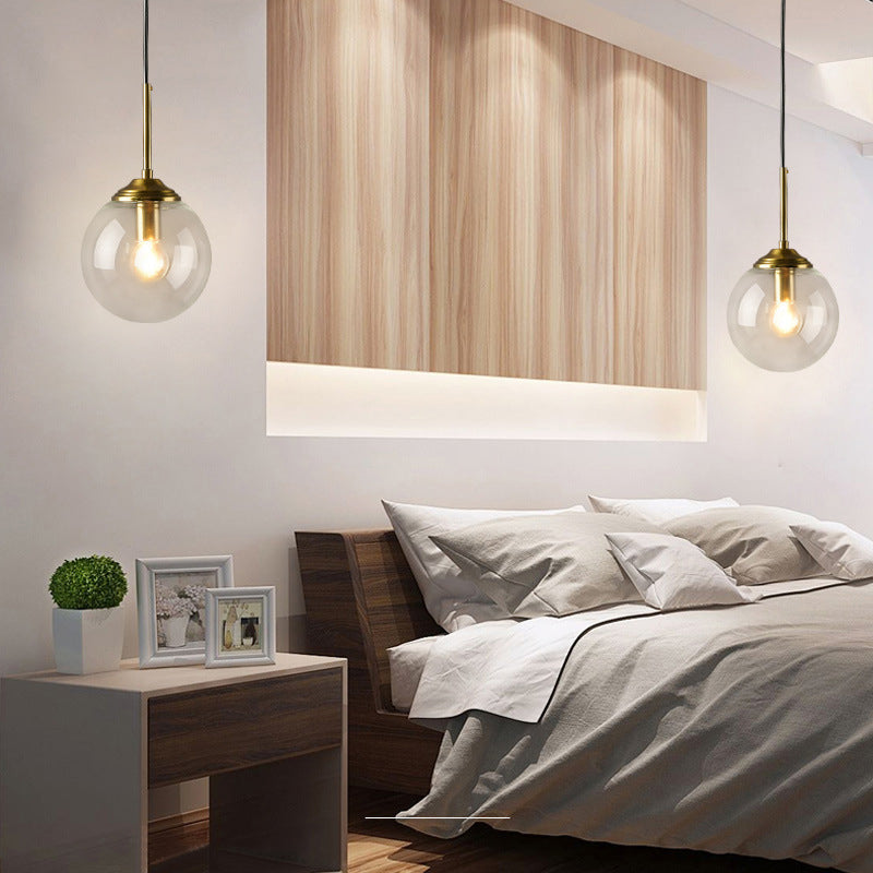 Industrial Style Ball Shape Wall Sconce Glass 1 Light Sconces for Bedroom