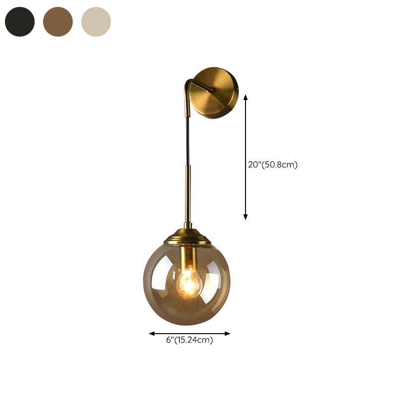 Industrial Style Ball Shape Wall Sconce Glass 1 Light Sconces for Bedroom