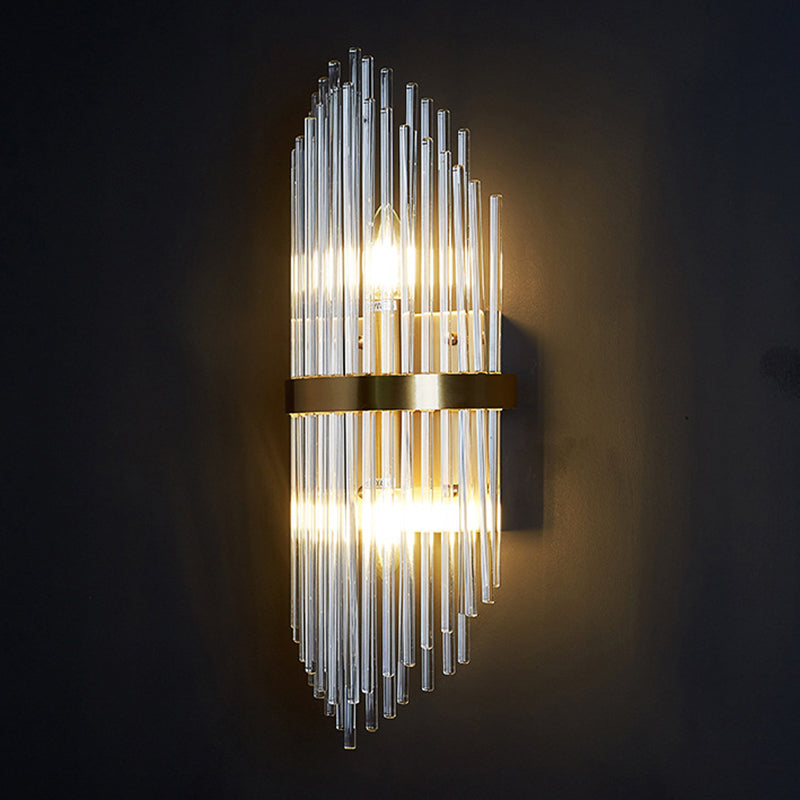 2-Light Geometric Wall Lamp Modern Crystal Sconce Light for Living Room