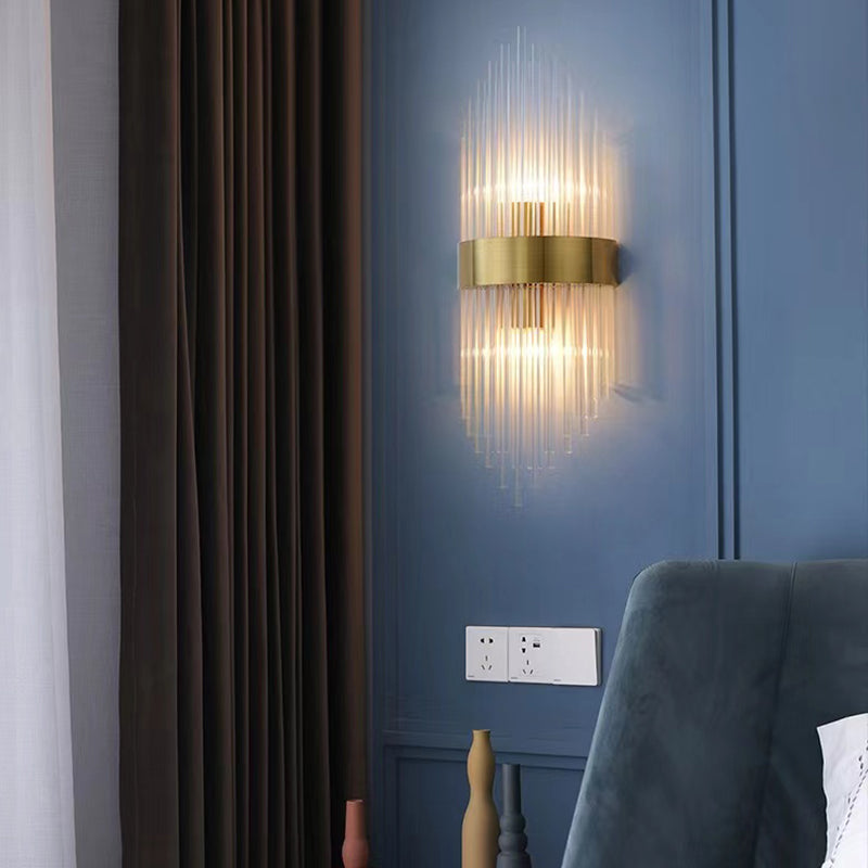 2-Light Geometric Wall Lamp Modern Crystal Sconce Light for Living Room