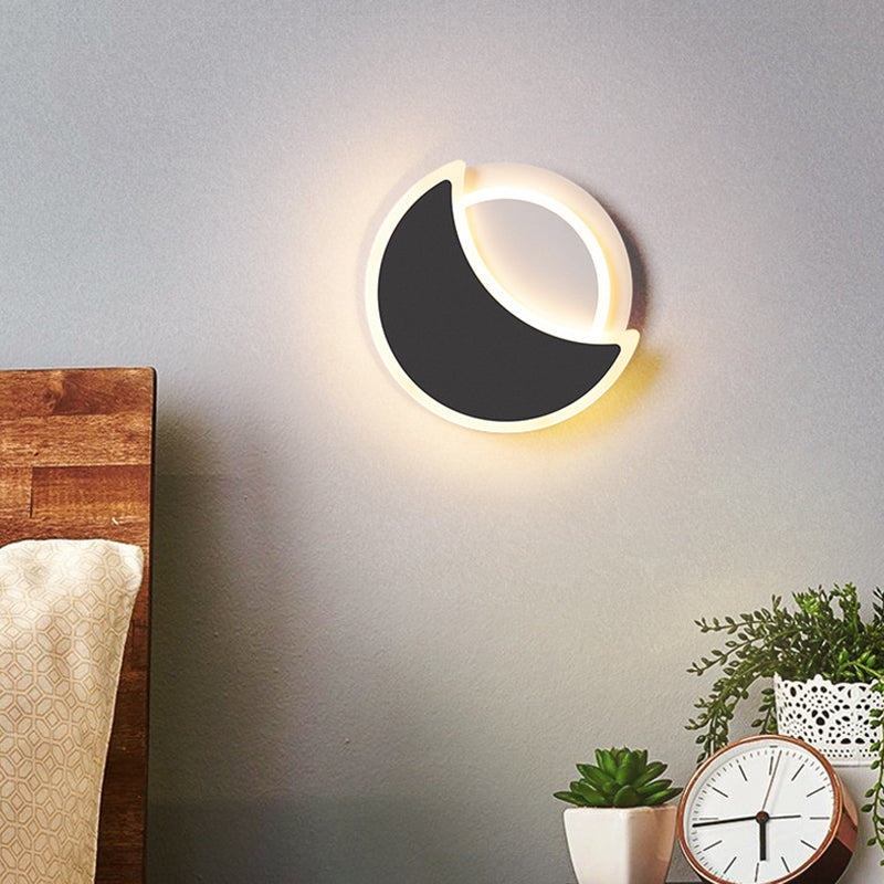 Disk Shape Wall Lamp Modern Style Acrylic 2 Lights Sconce in White / Black