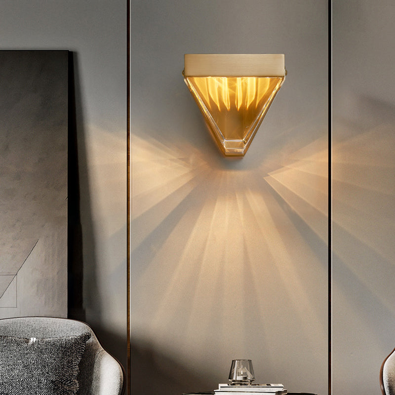 1-Light Geometric Sconce Light Fixture Modern Crystal Wall Lights