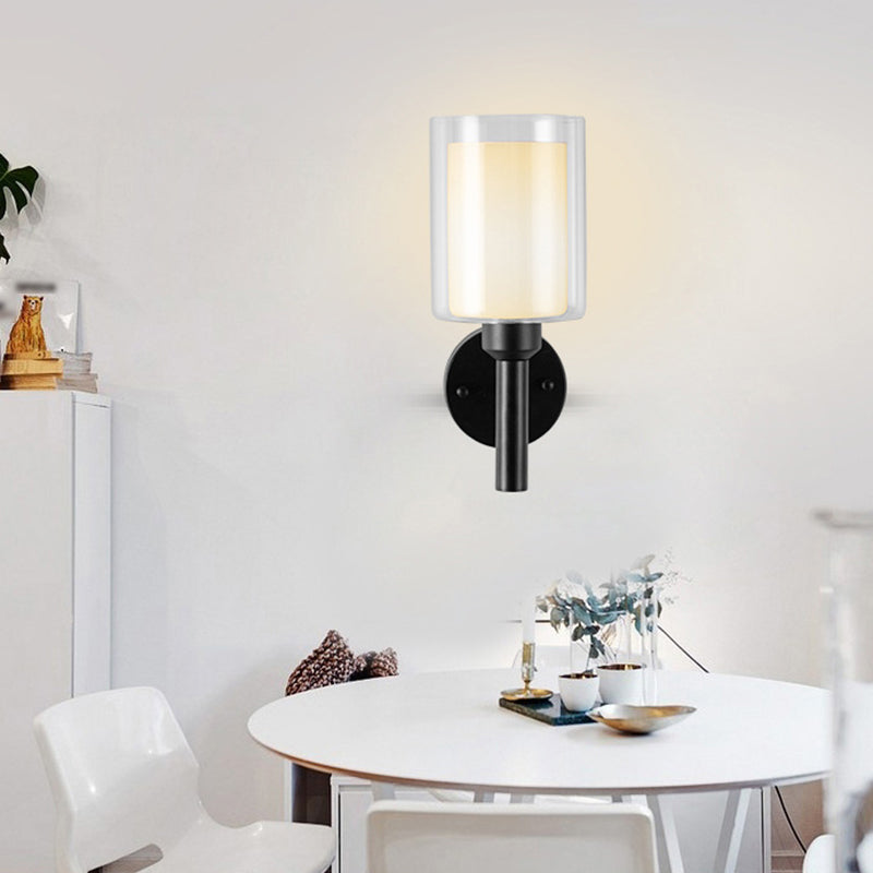 Industrial Style Cylinder Shape Wall Sconce Metal 1 Light Sconces for Bedroom