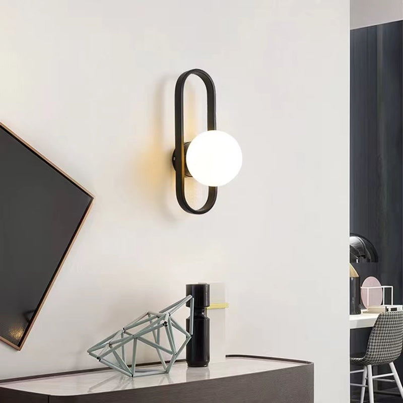 Industrial Style Ball Shape Wall Sconce Glass 1 Light Sconces for Corridor