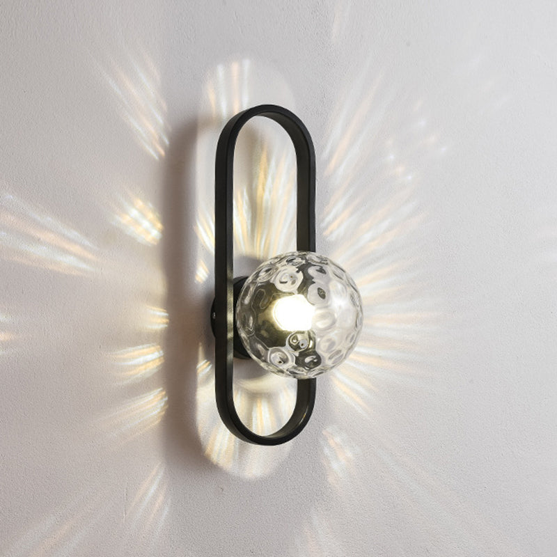 Industrial Style Ball Shape Wall Sconce Glass 1 Light Sconces for Corridor