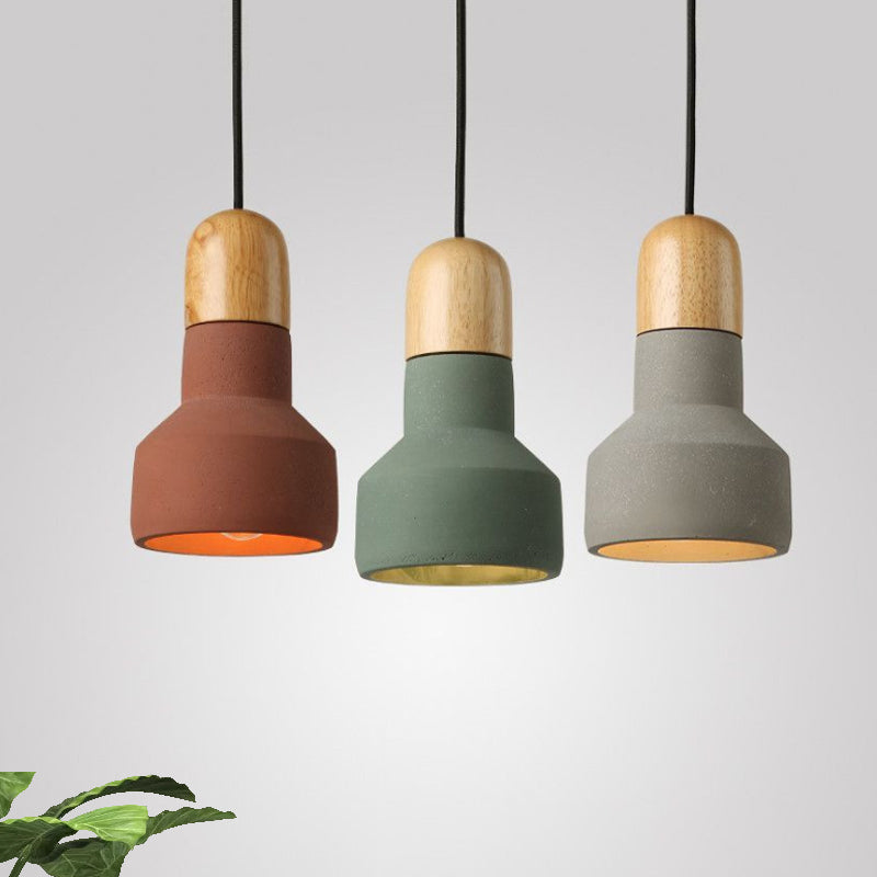 1 Glühbirne Scheune Anhänger Leichter Industriestil grau/grün/rot Zementdeckel mit hängenden Kabel