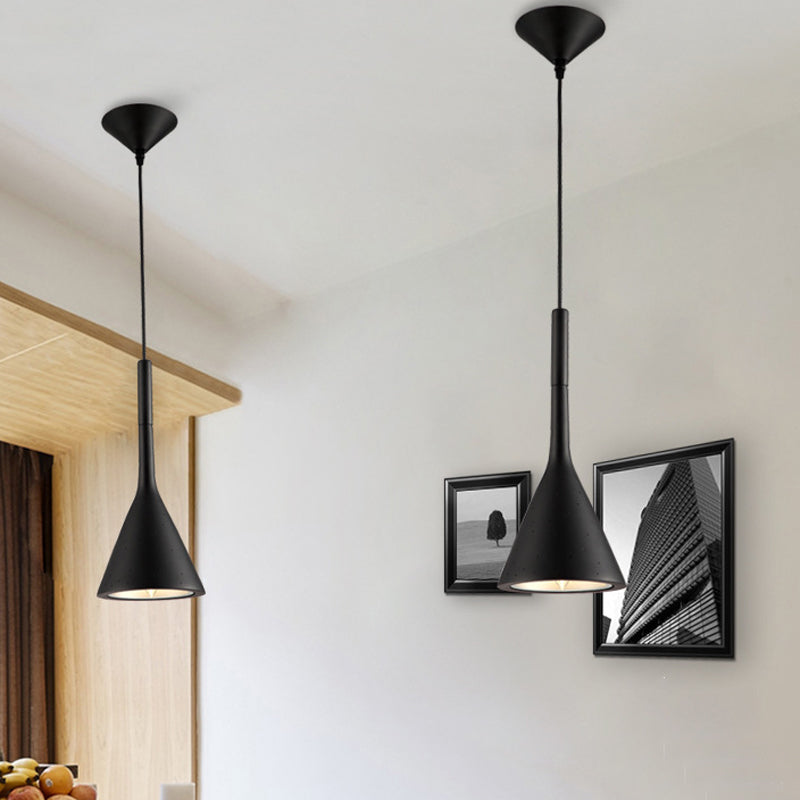 1 hoofdhangende hanglamp met trechterschaduw aluminium en beton industrieel bedplafondlamp in zwart/grijs