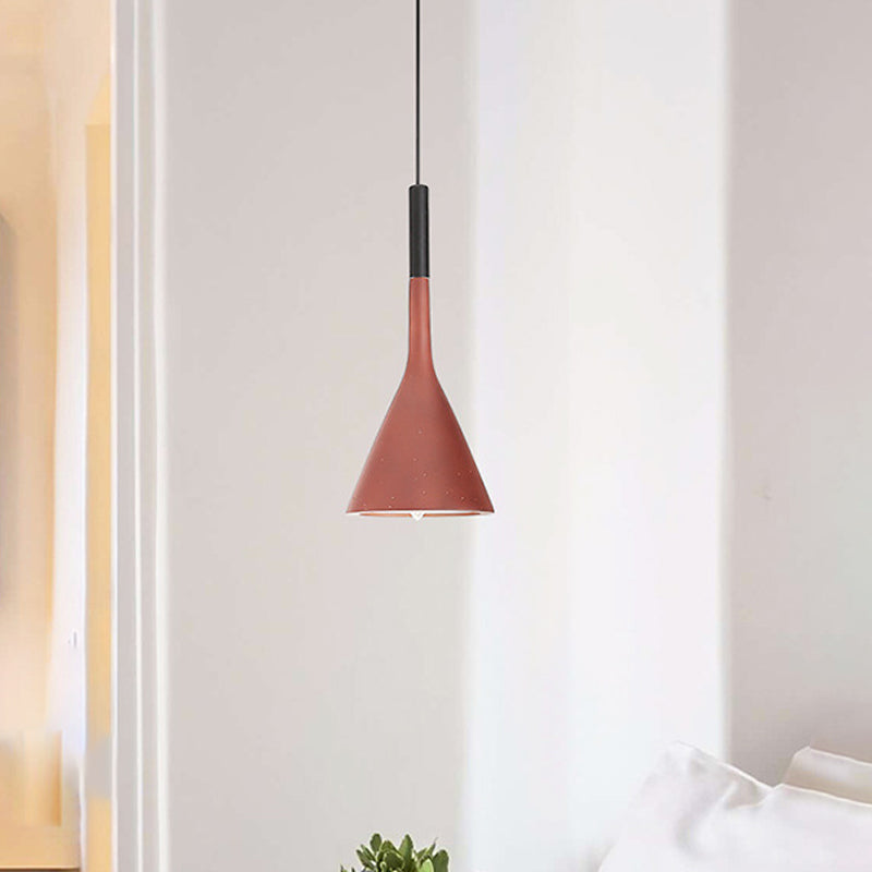 1 hoofdhangende hanglamp met trechterschaduw aluminium en beton industrieel bedplafondlamp in zwart/grijs