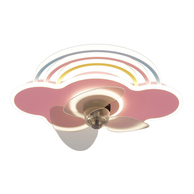 3-Blade Ceiling Fan Children Metallic Pink Fan with Light for Dining Room